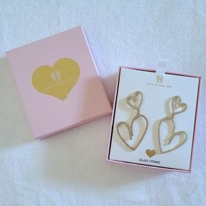 ✨️HP✨️ House🏠 of Harlow Double✌️ Pave💎 Open Heart♥️ Earrings - NIB